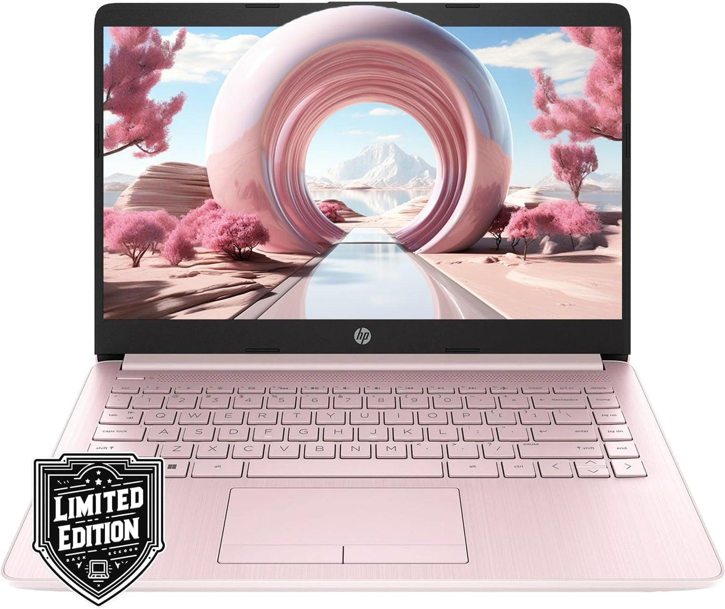HP Premium 14" HD Laptop - Intel Quad-Core, 8GB RAM, 576GB SSD, Windows 11 - Pink