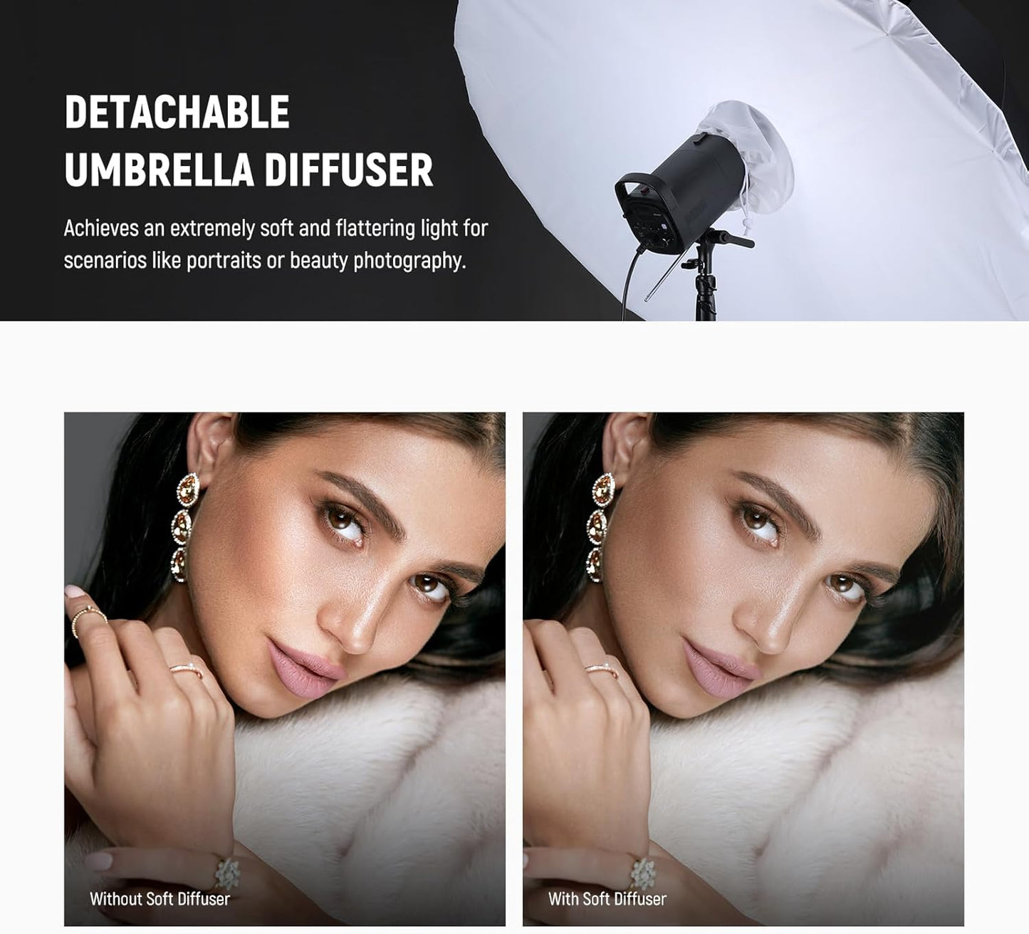 Neewer NS3U 65" Parabolic Softbox Umbrella with Diffuser