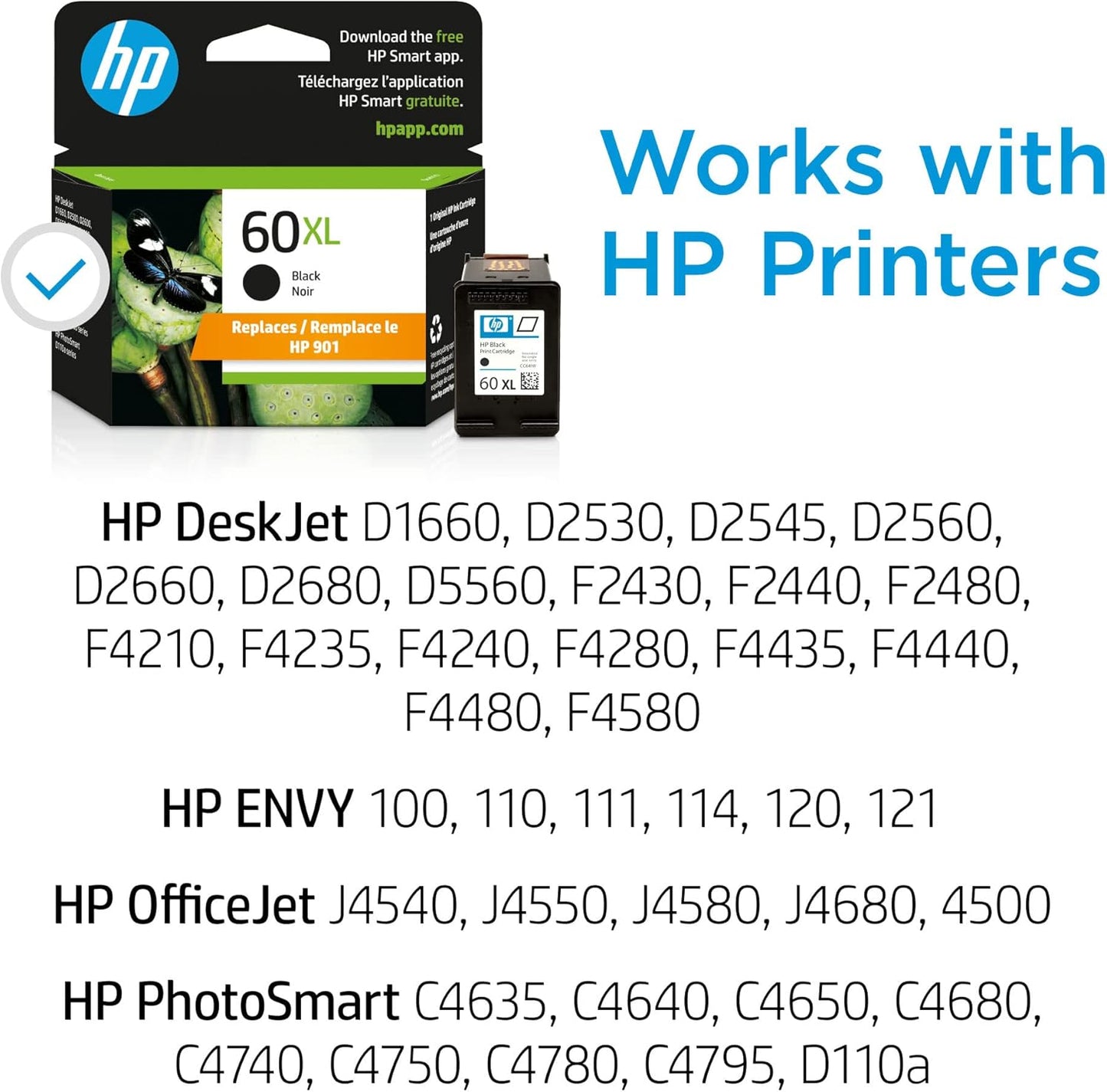 HP CC641WN 60XL Black High-Yield Ink Cartridge