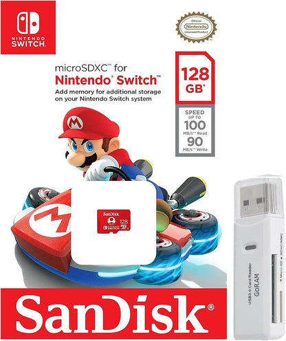 SanDisk SDSQXAO-128G 128GB MicroSD Nintendo Switch Bundle