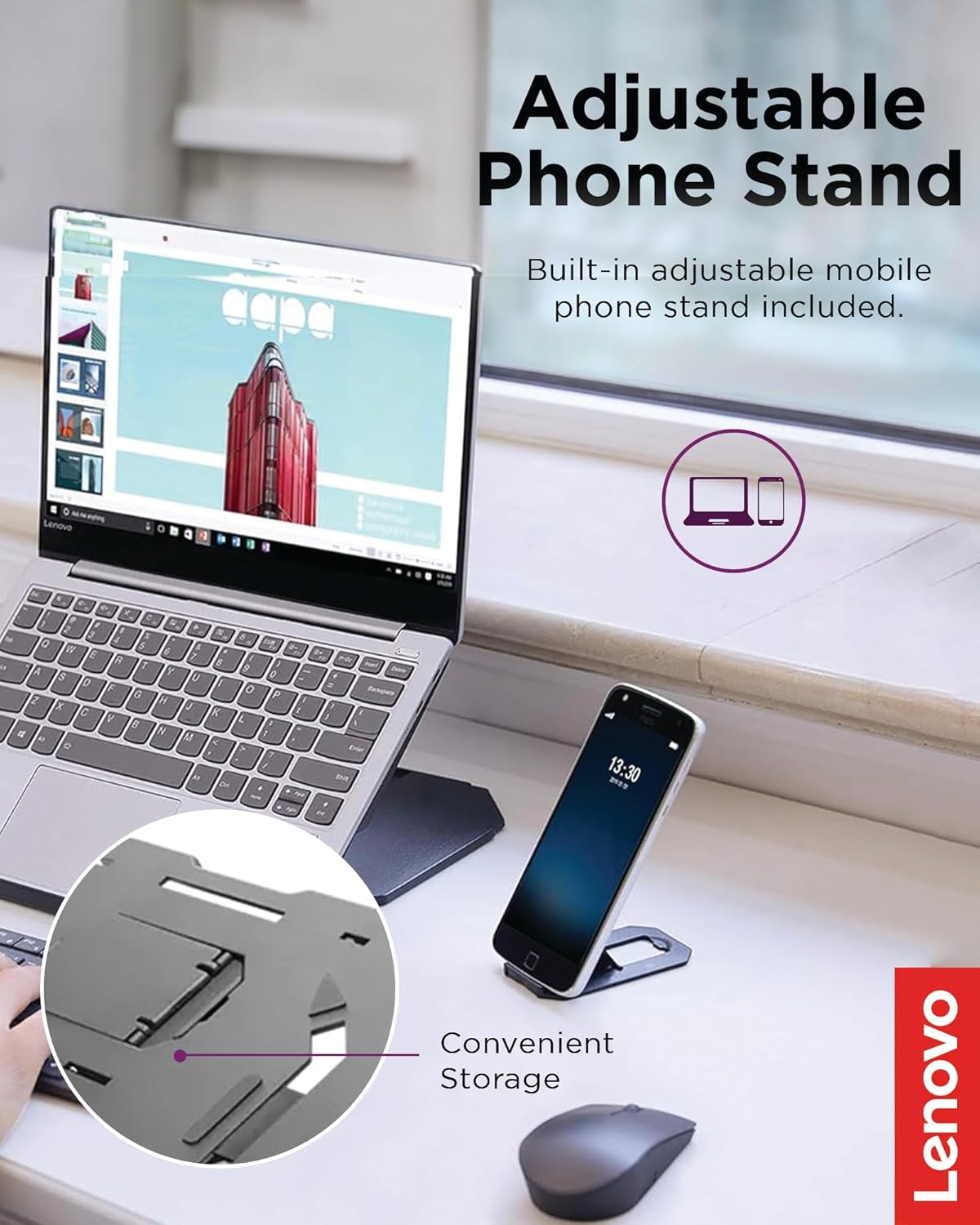 Lenovo GXF0X02619 2-in-1 Laptop Stand Adjustable Portable