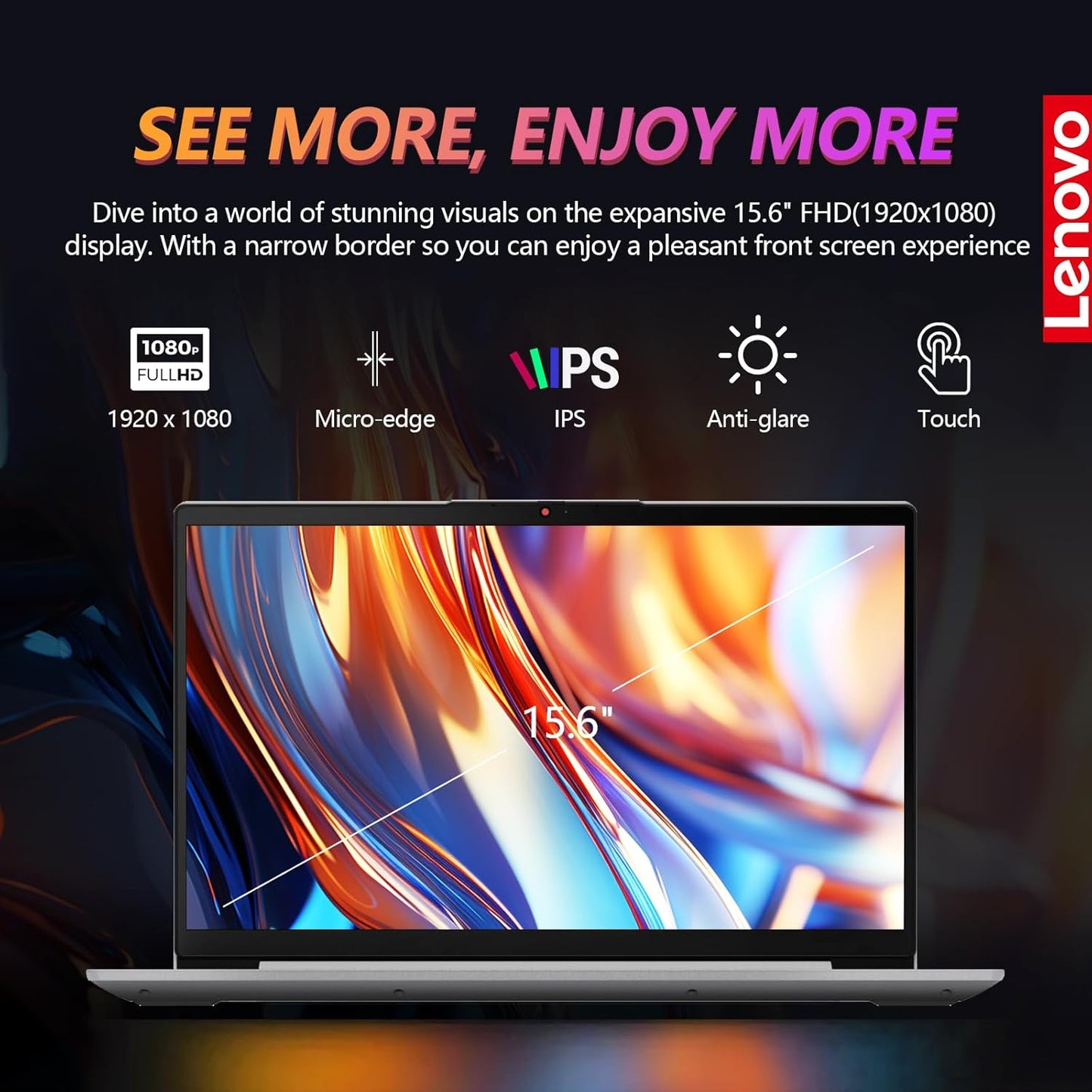 Lenovo IdeaPad 3 Laptop 15.6 FHD IPS Touchscreen Notebook