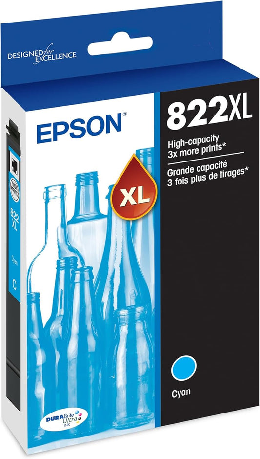 Epson T822XL220-S 822 DURABrite Cyan High Capacity Ink Cartridge
