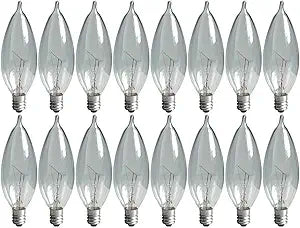 GE 76237 Crystal Clear 40W Candelabra Light Bulbs 16-Pack