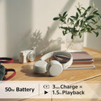 Sony WHCH520W.CE7 Wireless Bluetooth Headphones - Matte White