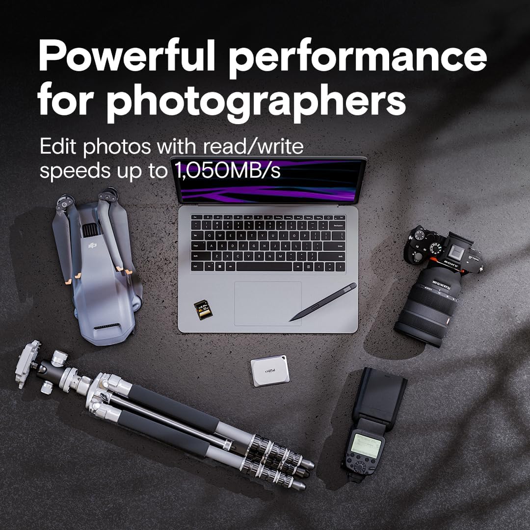 Crucial X9 Pro 2TB Portable SSD: 1050MB/s USB 3.2 External Drive