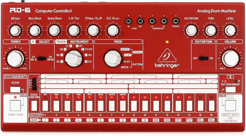 Behringer 000-EE004-00010 RD-6 Analog Drum Machine - Red — main product image
