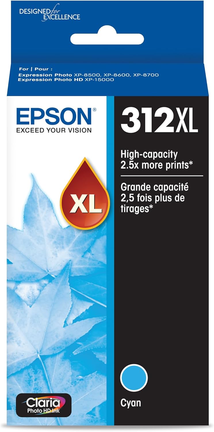 Epson T312XL220-S Claria Photo HD High Capacity Cyan Ink