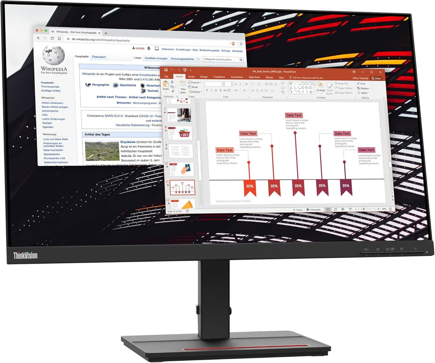 Lenovo S24e-20 23.8" FHD Monitor ThinkVision USB Hub