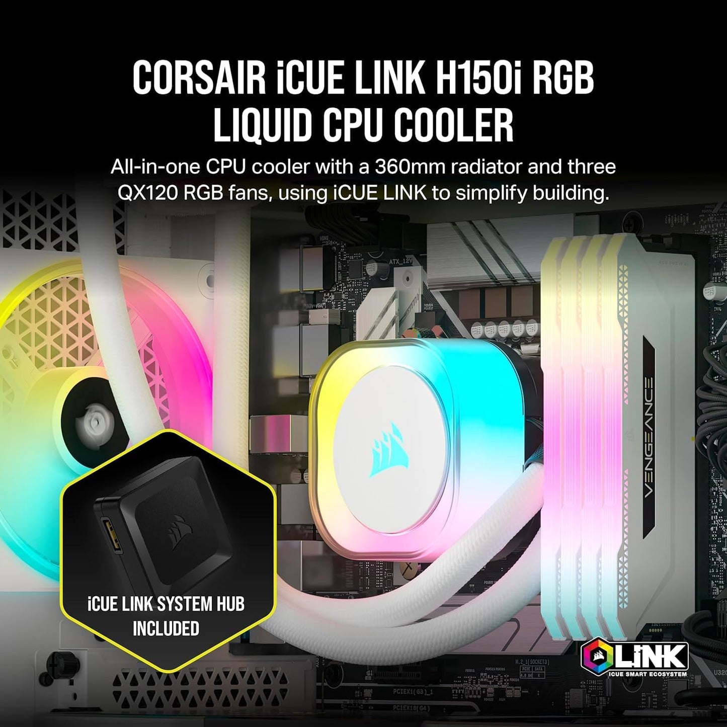 Corsair CW-9061006-WW iCUE Link H150i RGB Liquid CPU Cooler - White