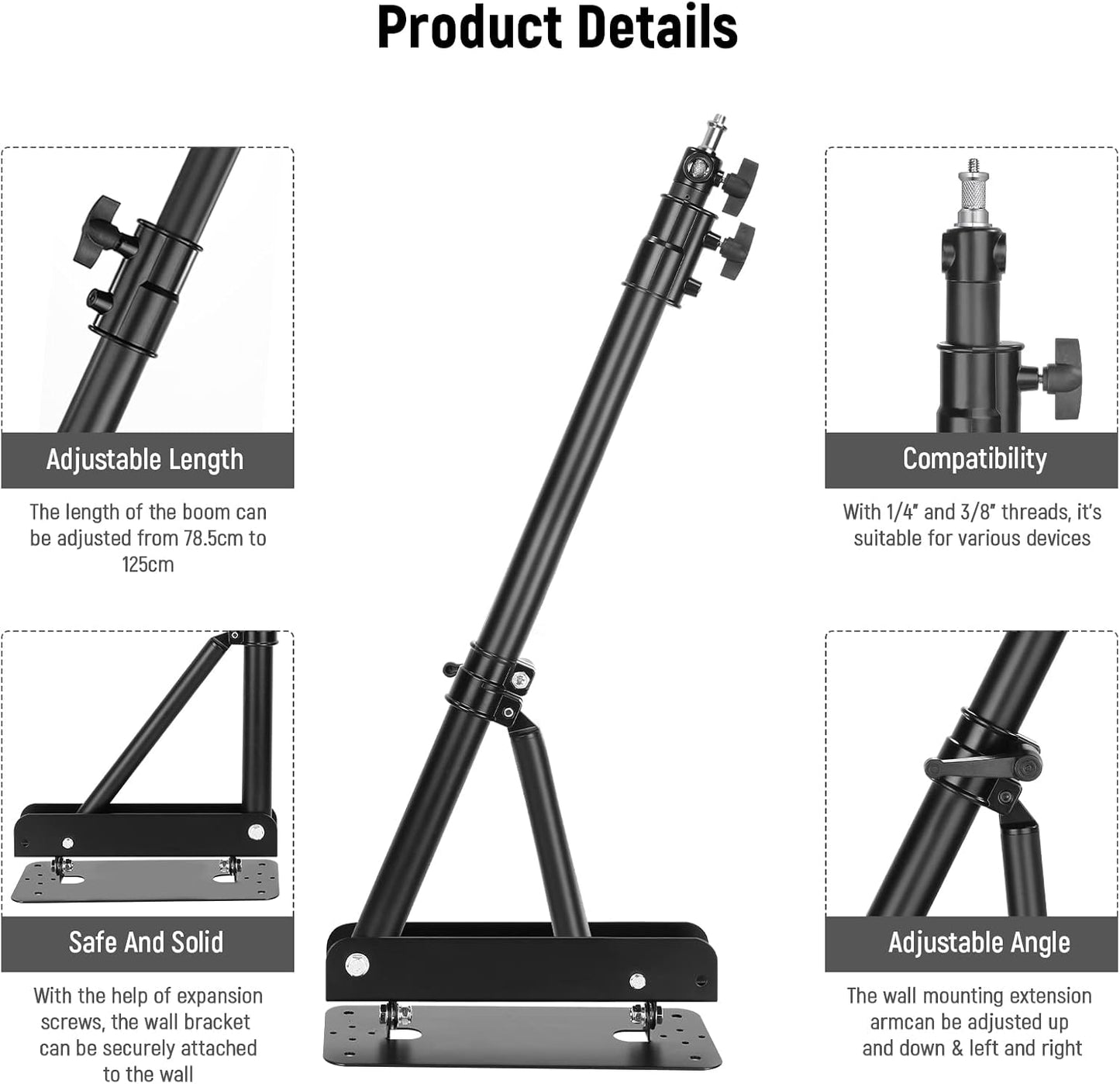 Neewer WB-1250-1 Wall Mounting Triangle Boom Arm