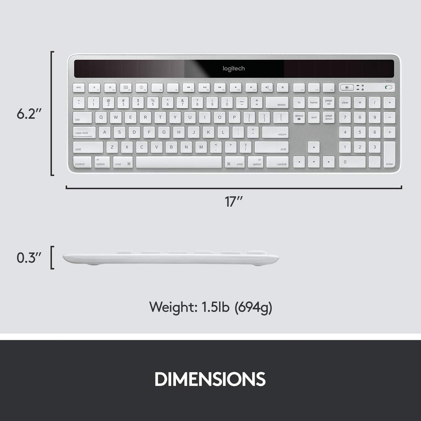 Logitech 920-003472 K750 Wireless Solar Mac Keyboard