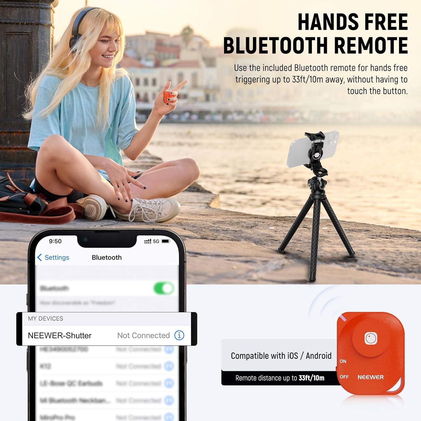 Neewer TP34 Flexible Tripod Mini Camera Phone Stand with Remote