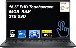 Dell Inspiron 15.6" Touch Laptop i7, 64GB RAM, 2TB SSD, Office