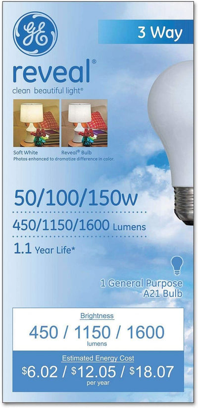 GE 97785 Three-Way Incandescent Globe Bulb 50/100/150W