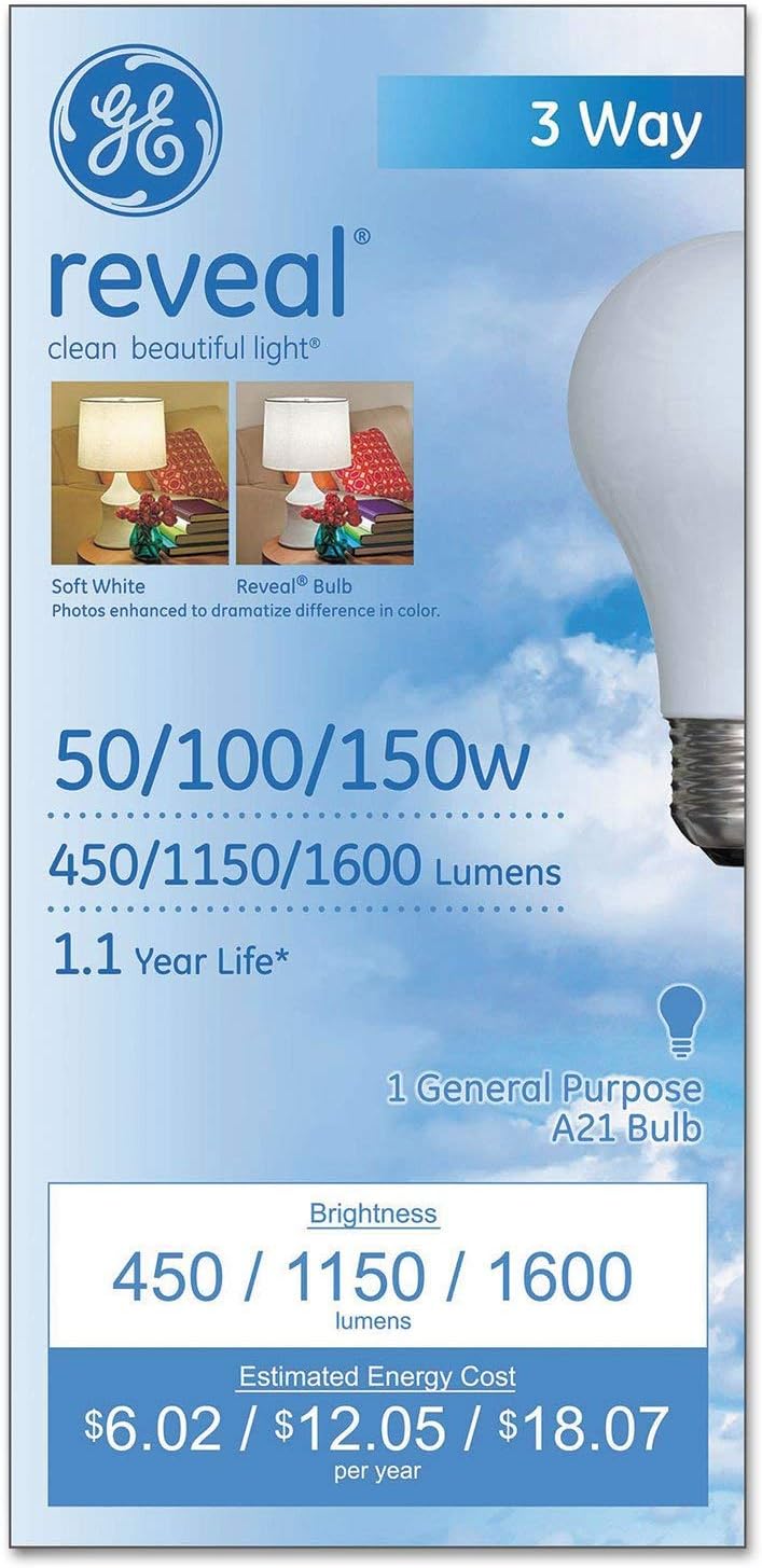 GE 97785 Three-Way Incandescent Globe Bulb 50/100/150W — main product image