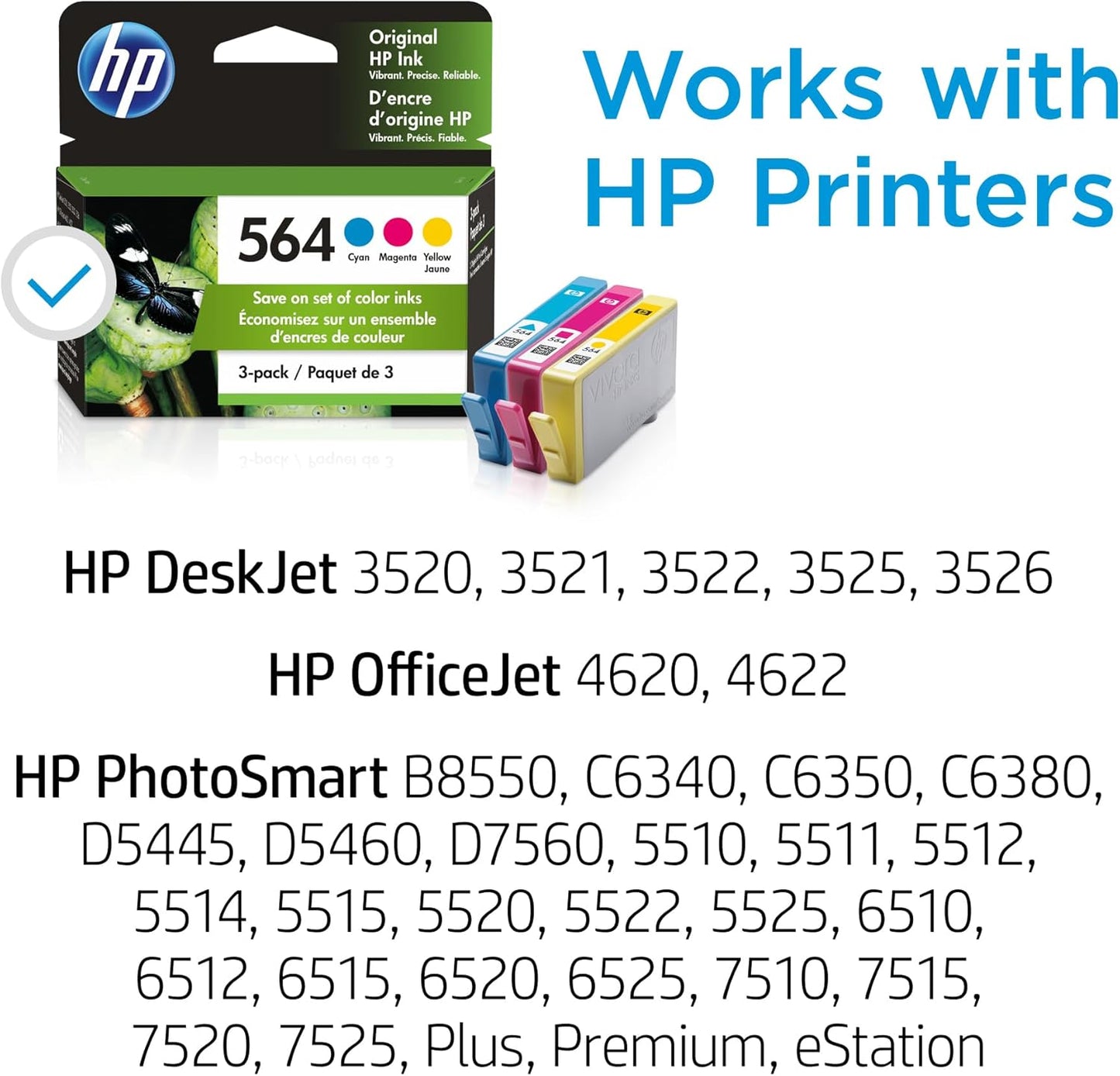 HP N9H57FN 564 CMY Color Ink Cartridge 3-Pack