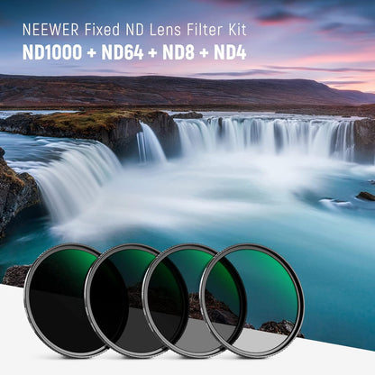 NEEWER 55mm ND Filter Kit ND4, ND8, ND64, ND1000 - Nano Coated