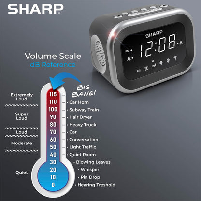 Sharp Big Bang Super Loud Alarm Clock for Heavy Sleepers
