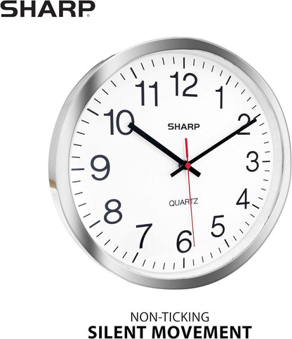 Sharp Wall Clock - Silent Non Ticking 10 Inch