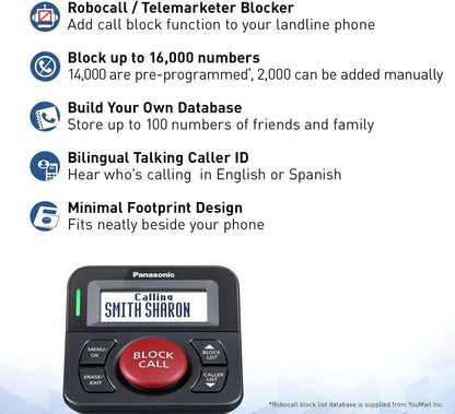 Panasonic Call Blocker KX-TGA760B for Landline Phones