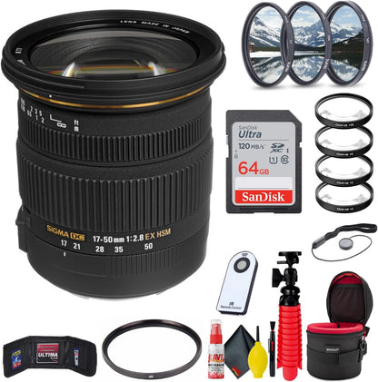 Sigma 583101 17-50mm f/2.8 Canon EF Lens Bundle
