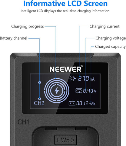 Neewer NP-FW50 Battery Charger Set Sony ZV-E10