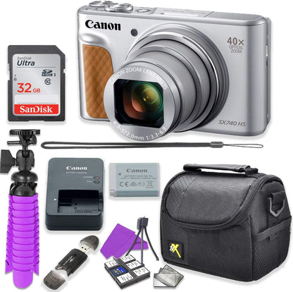 Canon SX740 HS Silver Digital Camera Bundle (Renewed)