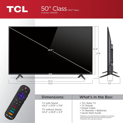 TCL 50S435 50-Inch 4K Roku Smart LED TV