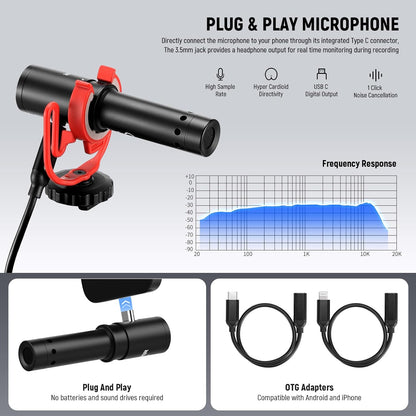 Neewer 10105101 Phone Vlogging Kit with LED Light and Microphone