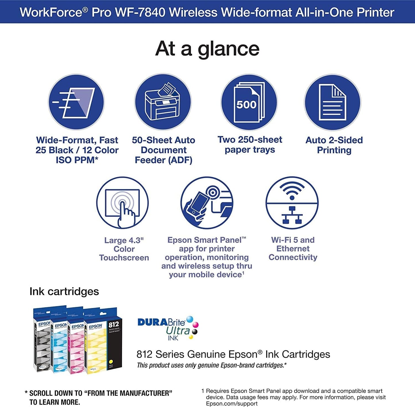 Epson WorkForce Pro WF-7840 Wireless Wide-Format Color Inkjet Printer