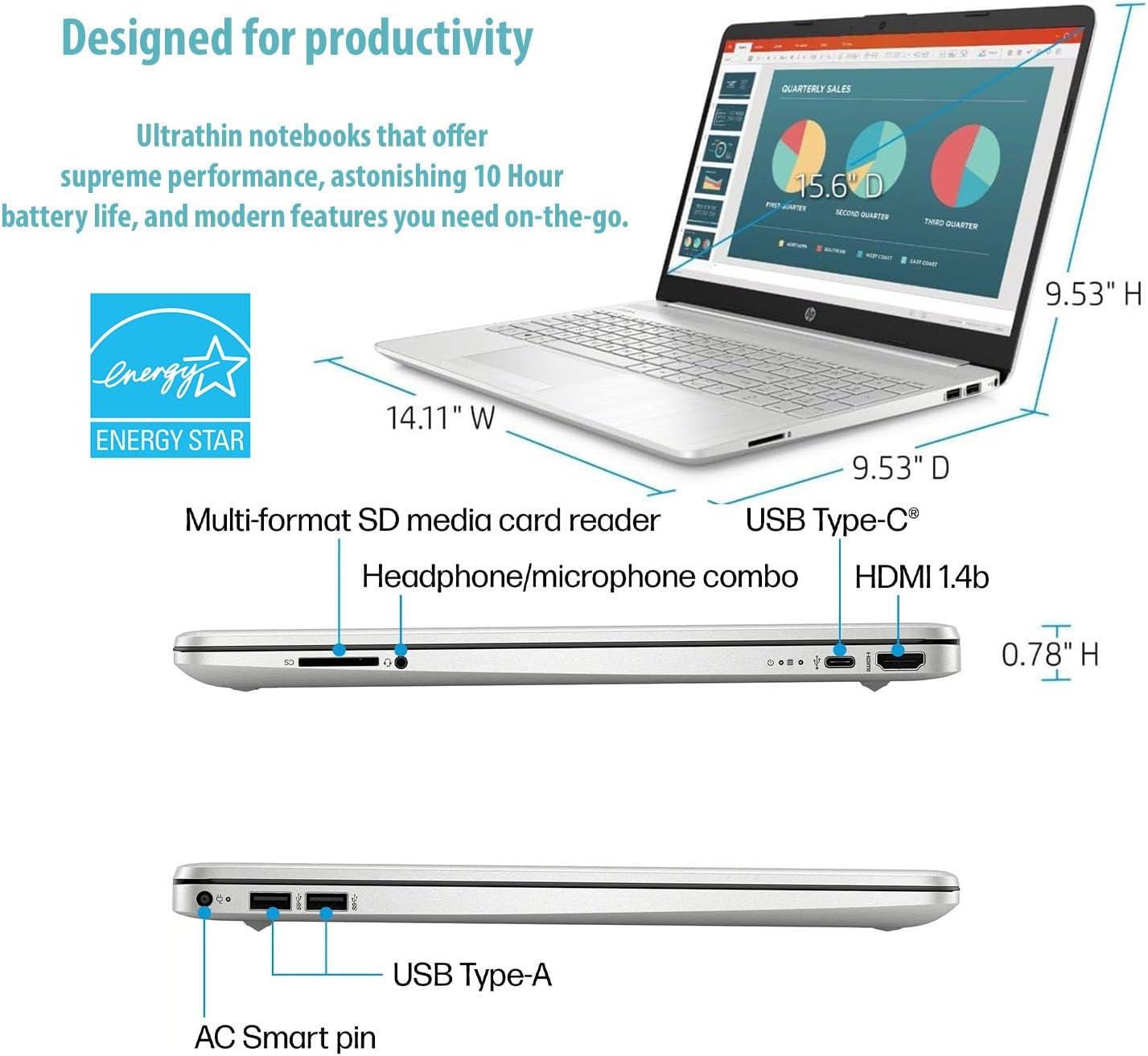 HP Pavilion 15.6 HD Laptop Ryzen 3 16GB 256GB SSD Win 11