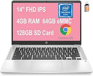 HP Chromebook 14 Intel Celeron 4GB 64GB eMMC 14" Laptop (Renewed)