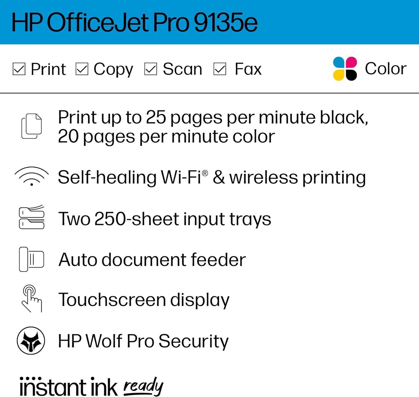 HP 404M0A#B1H OfficeJet Pro 9135e Color Printer