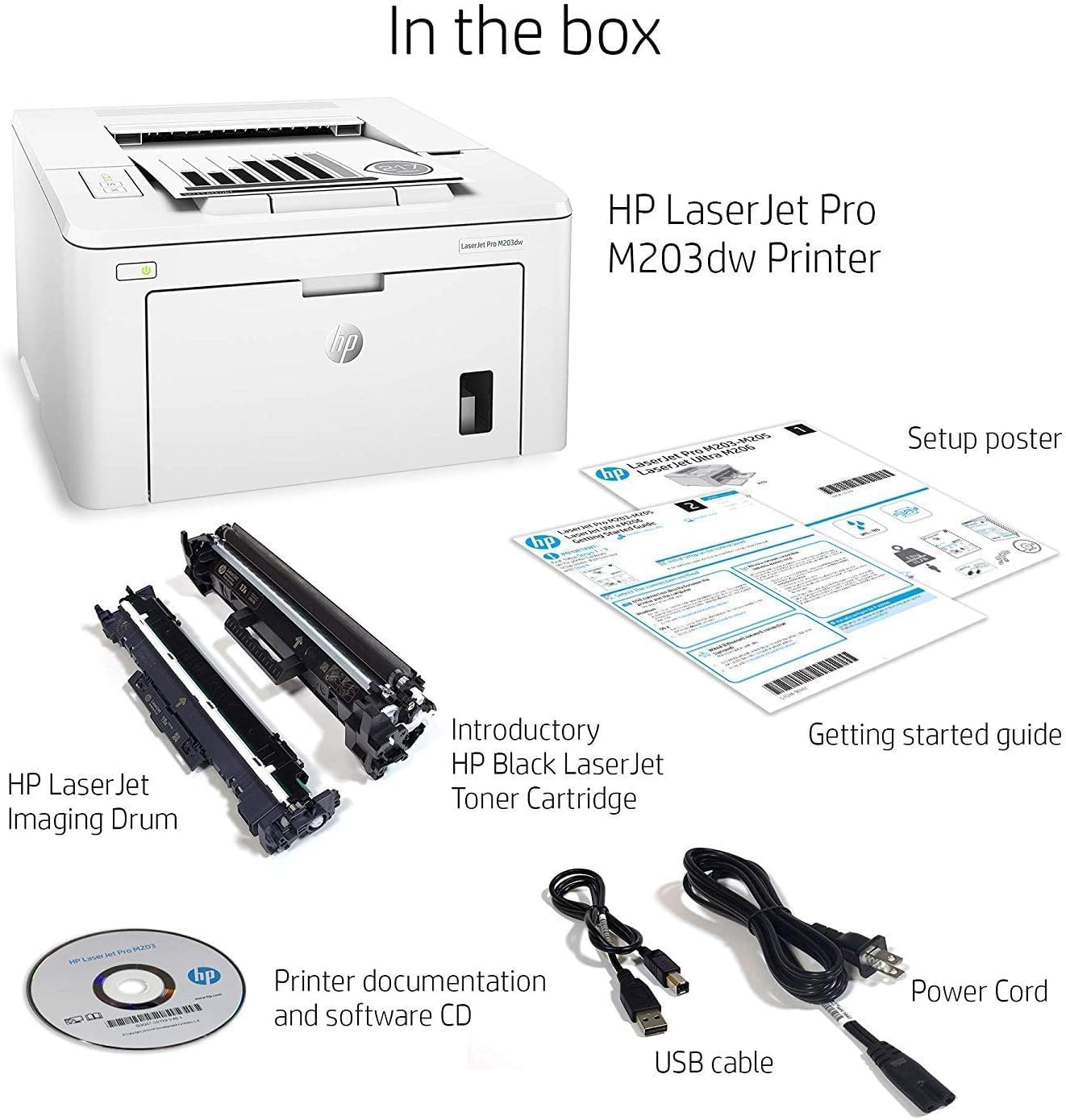 HP G3Q47A#BGJ LaserJet Pro M203dw Wireless Printer Renewed