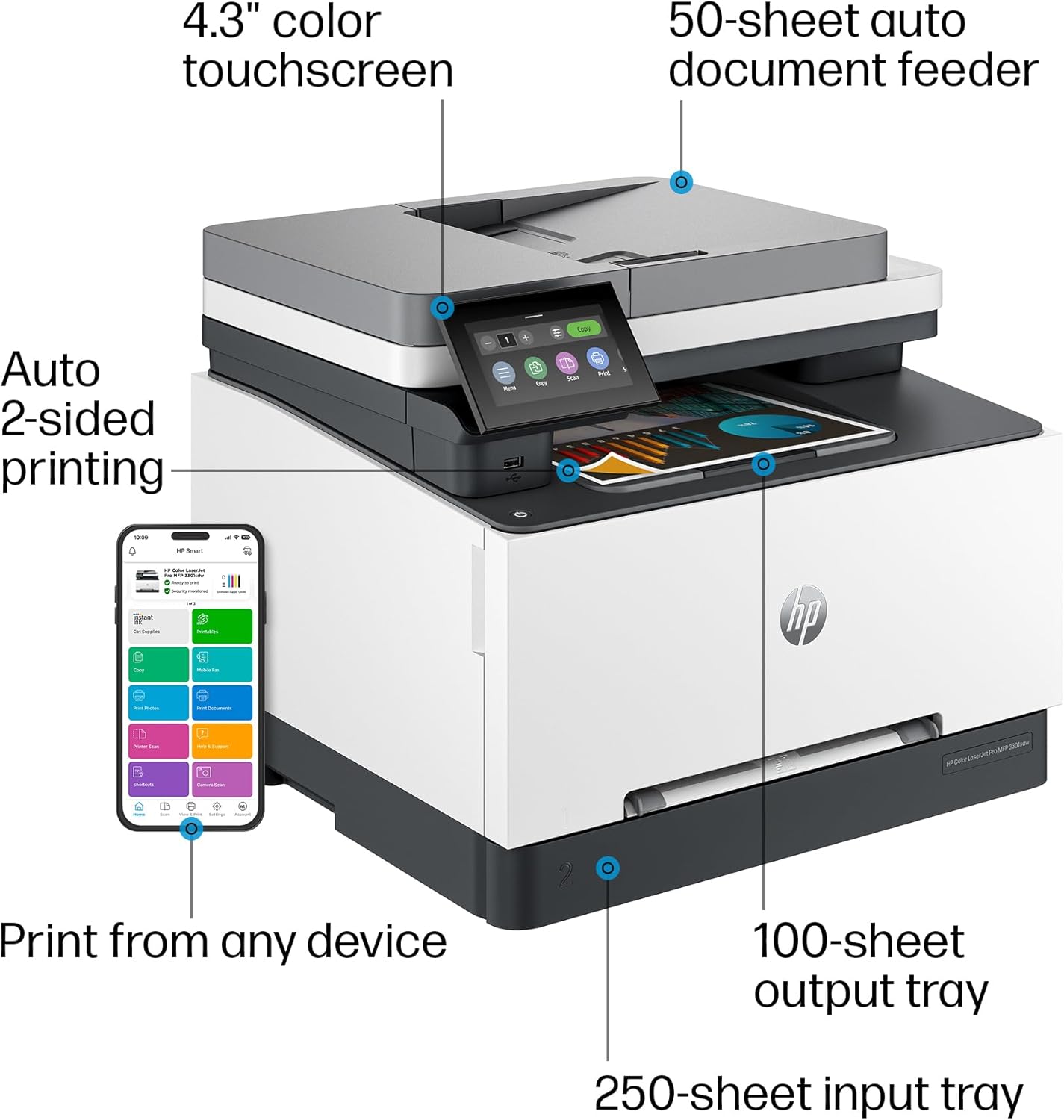 HP Color Laserjet Pro MFP 3301sdw Wireless Printer