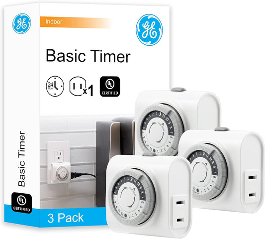 GE 44801 24-Hour Indoor Plug-In Outlet Timer 3-Pack