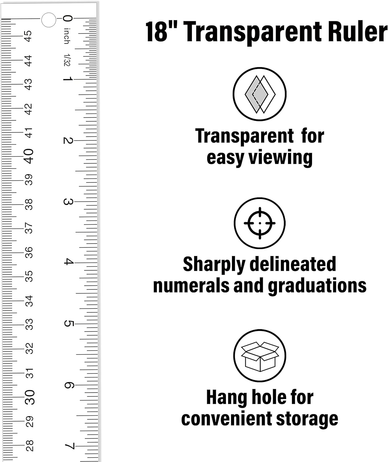 Westcott 10564 18-inch Acrylic Clear Ruler