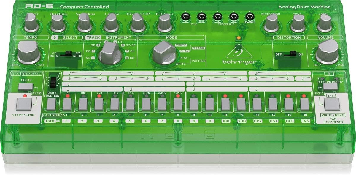 Behringer 000-EE304-00010 RD-6-LM Analog Drum Machine - Lime Translucent