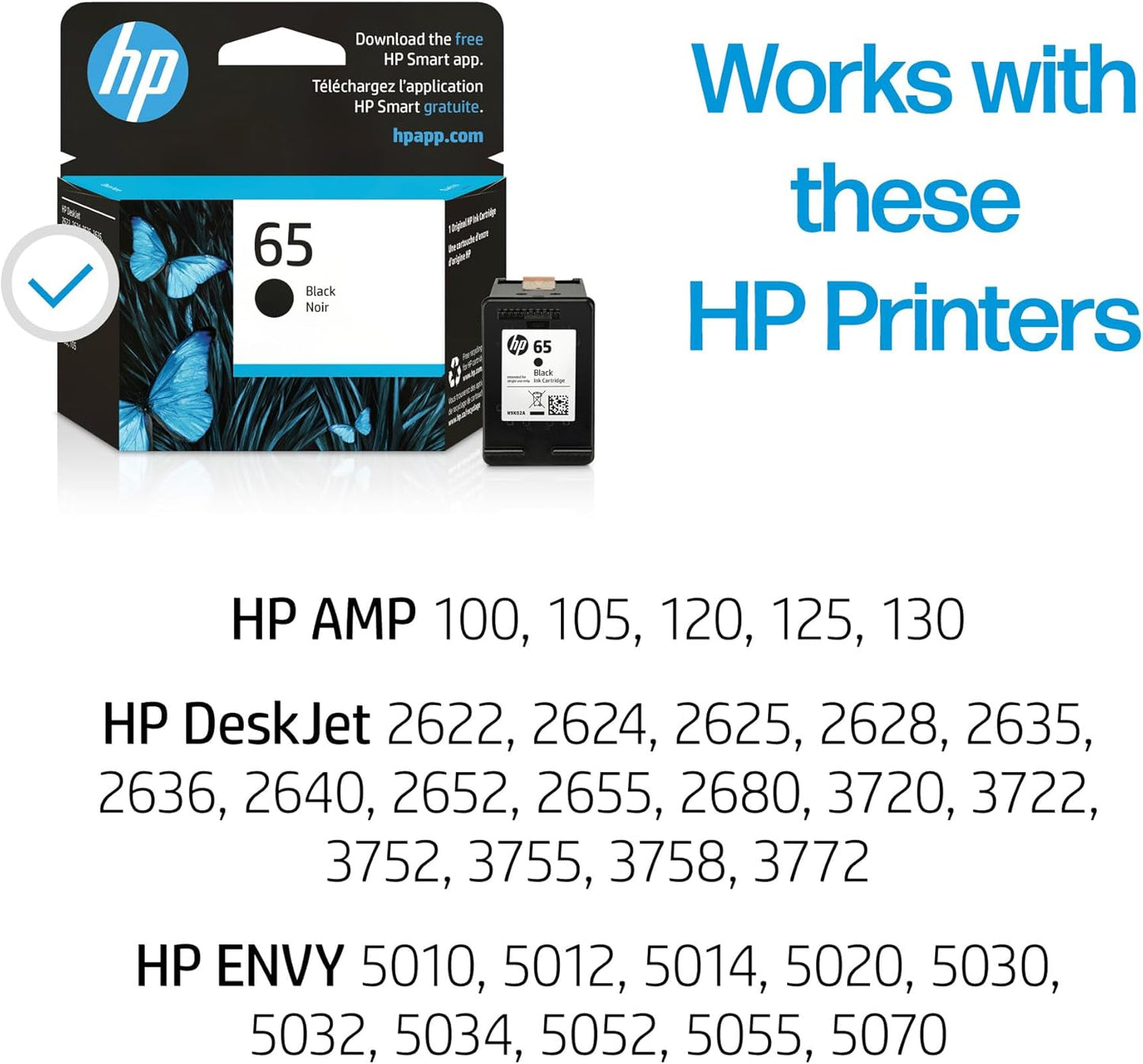 HP N9K02AN 65 Black Ink Cartridge: Genuine HP