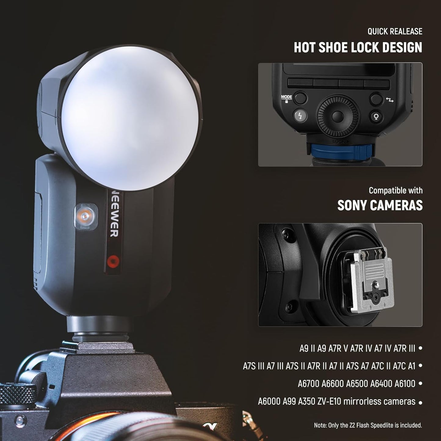 Neewer Z2-S TTL Round Head Flash Speedlite for Sony