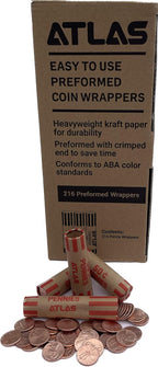 Atlas ACW-112P Preformed Penny Coin Wrappers - 112 Count