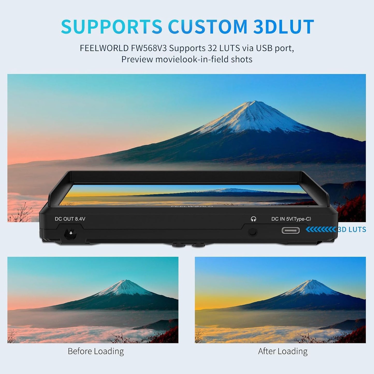 FEELWORLD AU-FW568 V3 6" 4K HDMI Camera Monitor