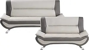 Lexicon Arques Two Tone Faux Leather Sofa Set