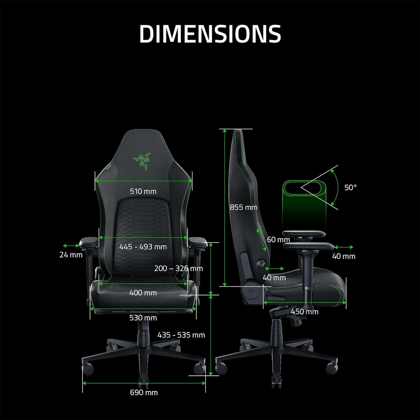 Razer RZ38-04900100-R3U1 Iskur V2 Adaptive Lumbar Gaming Chair