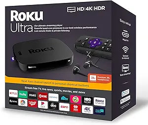 Roku 4670RW Ultra 4K HDR Streaming Player with JBL Headphones