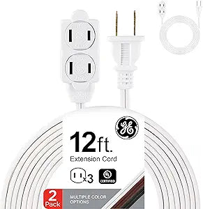 GE 50363 3-Outlet 12ft Extension Cord 2-Pack