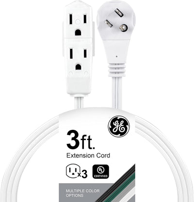 GE 69869 3-Outlet Flat Plug Extension Cord 3ft White