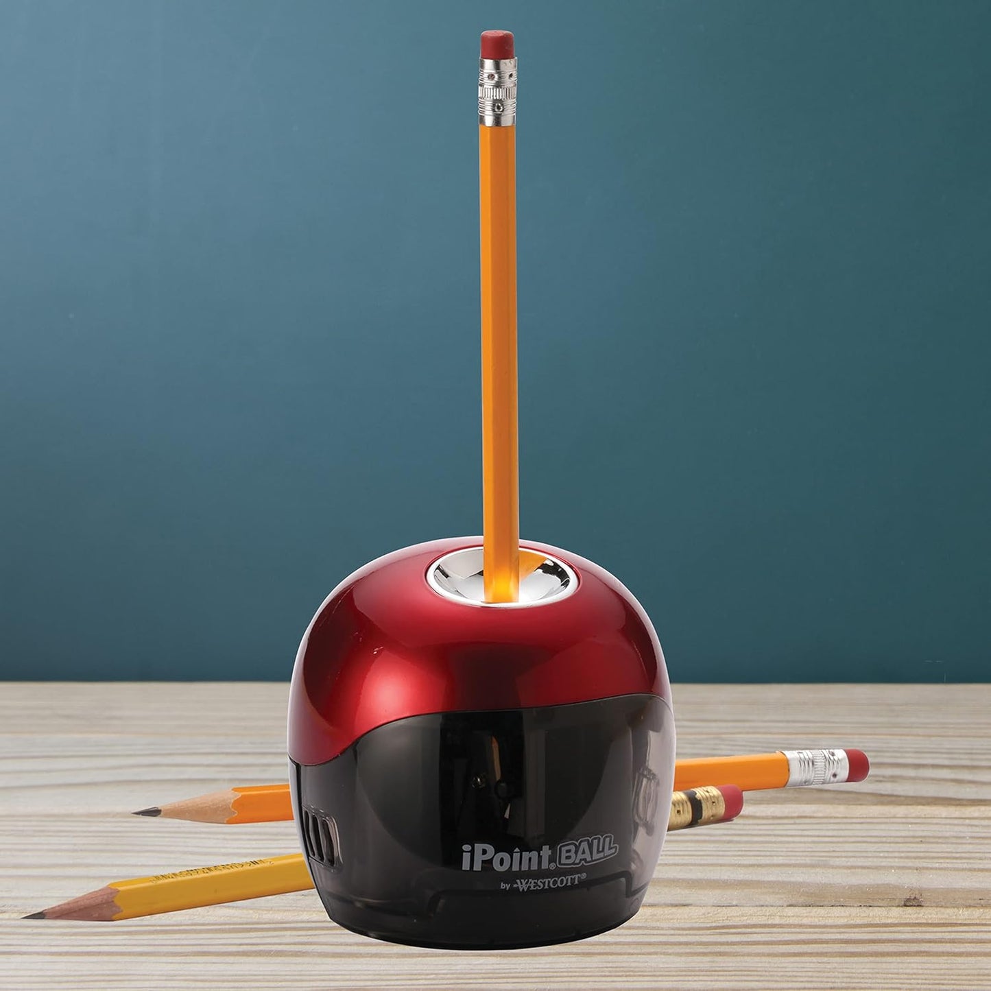 Westcott 15570 iPoint Ball Battery Pencil Sharpener - Red/Black