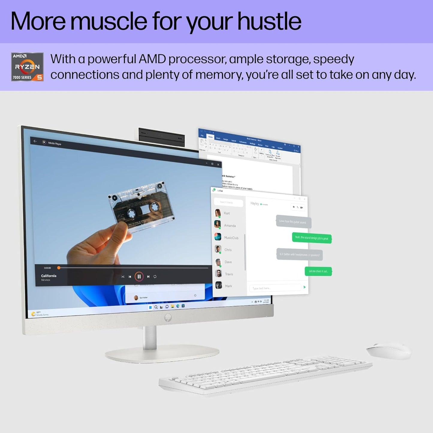 HP 7H0U5AA#ABA 27" AIO Desktop Ryzen 5 7520U 8GB 512GB SSD Win11